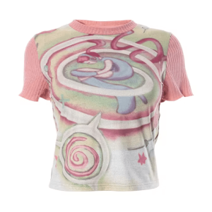 Psychedelic Pastel T-Shirt | Y2K Fashion, Cute Tops, Coquette Aesthetic