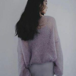 Puff Sleeve Mesh Knit Sweater - Y2K Fashion Cute Top for Aesthetic Looks