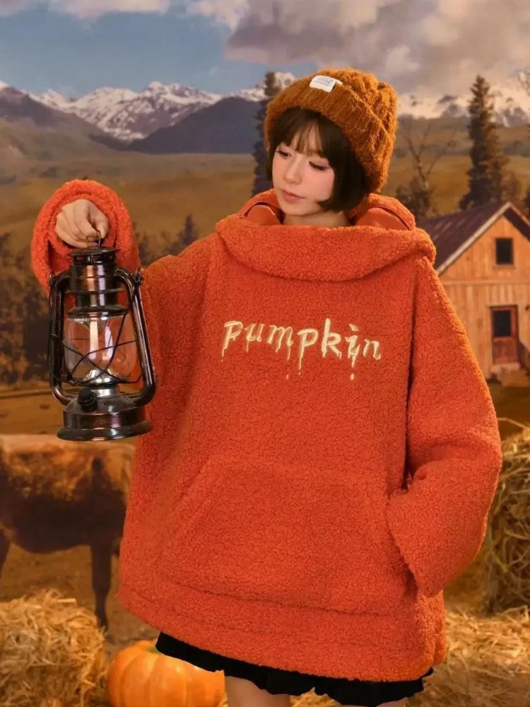 Pumpkin Hoodie: Y2K Fashion with Coquette & Grunge Aesthetic Vibes