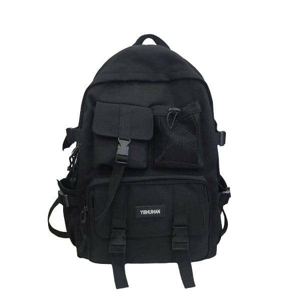 Pure Black Y2K Backpack - Grunge Aesthetic & Coquette Style Essential