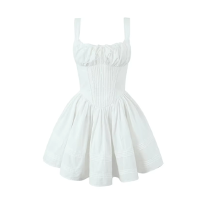 Pure White Y2K Dress: Coquette Aesthetic with Grunge Vibes & Cute Tops