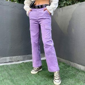 Purple Vibe Y2K Pants: Grunge Aesthetic & Coquette Style Fusion