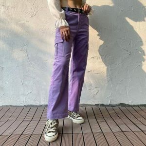 Purple Vibe Y2K Pants: Grunge Aesthetic & Coquette Style Fusion