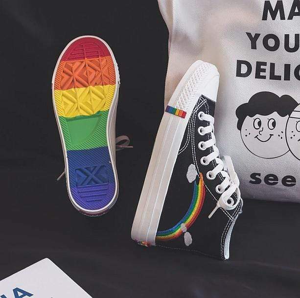 Rainbow Vibes Y2K Sneakers for Coquette & Grunge Aesthetic Outfits