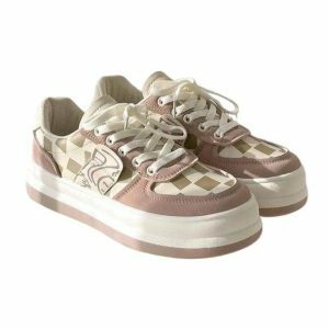 Rosy Plaid Sneakers: Y2K Fashion Meets Coquette Aesthetic & Grunge Style