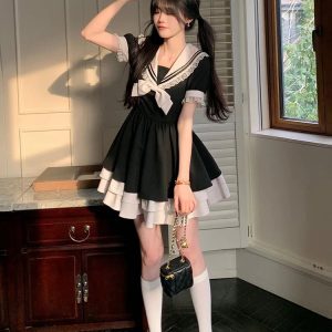 Sailor Collar Mini Dress - Y2K Fashion with Coquette & Grunge Aesthetic