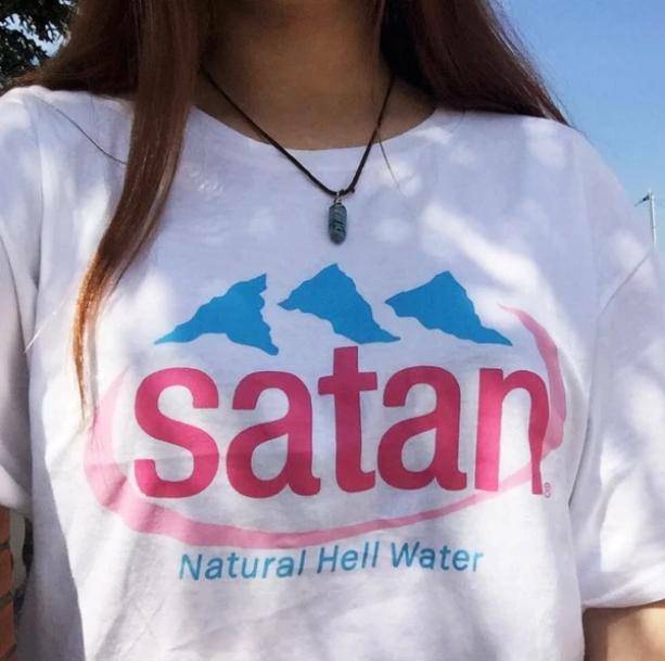 Satan Natural Hell Water T-Shirt - Y2K Grunge Aesthetic Cute Top