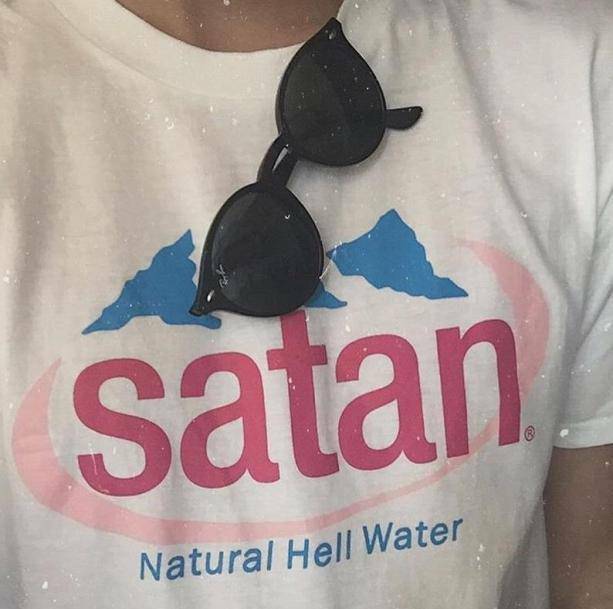 Satan Natural Hell Water T-Shirt - Y2K Grunge Aesthetic Cute Top