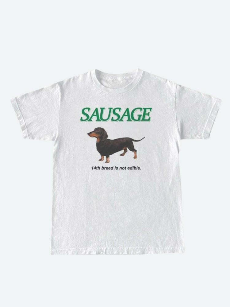 Sausage Dog Tee - Y2K Fashion Cute Top for Coquette & Grunge Aesthetic