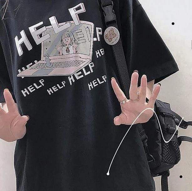 Searching for Help T-Shirt - Y2K Fashion, Grunge Aesthetic, Cute Tops