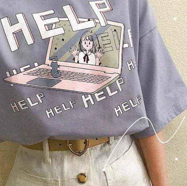 Searching for Help T-Shirt - Y2K Fashion, Grunge Aesthetic, Cute Tops