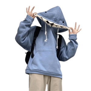 Shark Bite Hoodie: Y2K Fashion with Grunge Aesthetic & Cute Tops