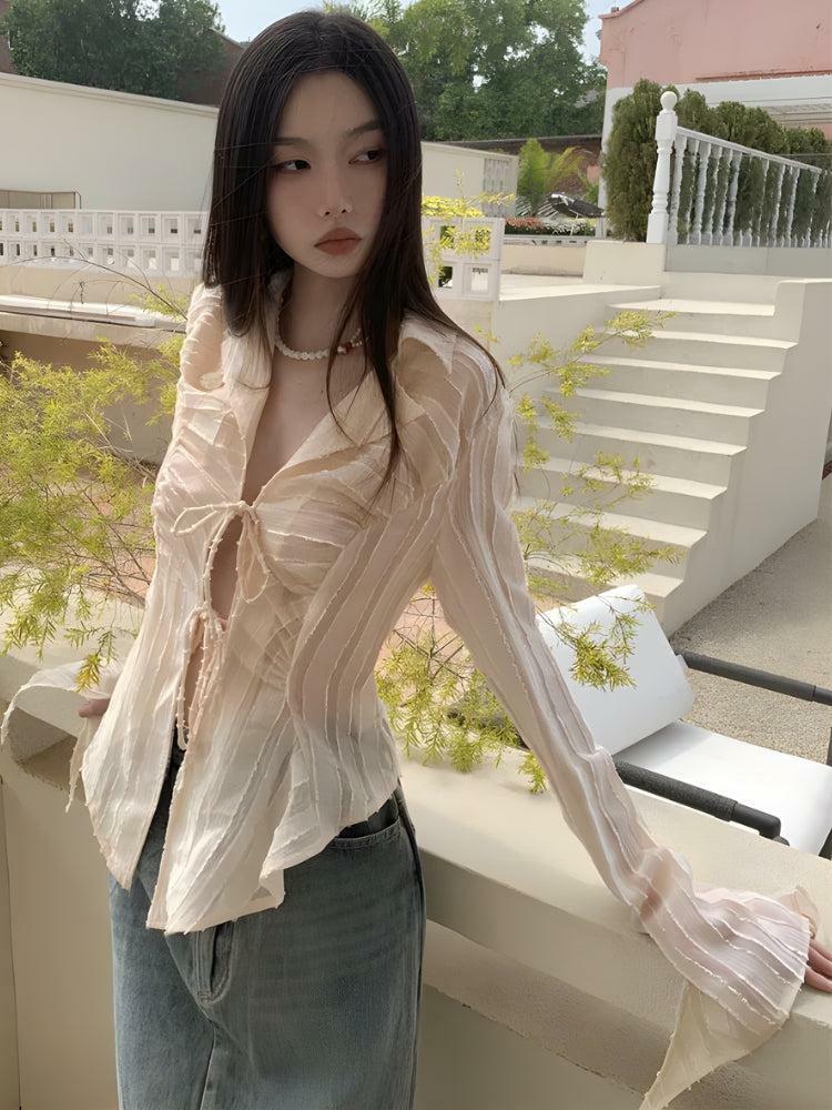 Sheer Y2K Fashion Top: Cute Pastel Goth & Grunge Aesthetic Styles