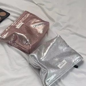 Shiny Metallic Y2K Makeup Bag for Coquette & Grunge Aesthetic Looks