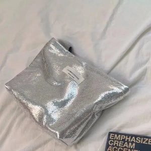 Shiny Metallic Y2K Makeup Bag for Coquette & Grunge Aesthetic Looks