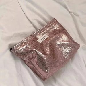 Shiny Metallic Y2K Makeup Bag for Coquette & Grunge Aesthetic Looks