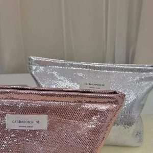 Shiny Metallic Y2K Makeup Bag for Coquette & Grunge Aesthetic Looks