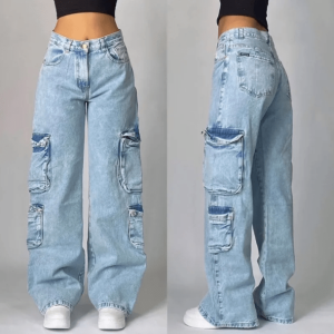 Sky Blue Y2K Street Style Jeans for Grunge and Coquette Aesthetic