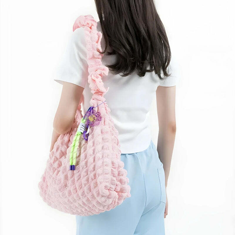 Soft Girl Quilted Hobo Bag - Y2K Aesthetic, Cute & Comfy Style