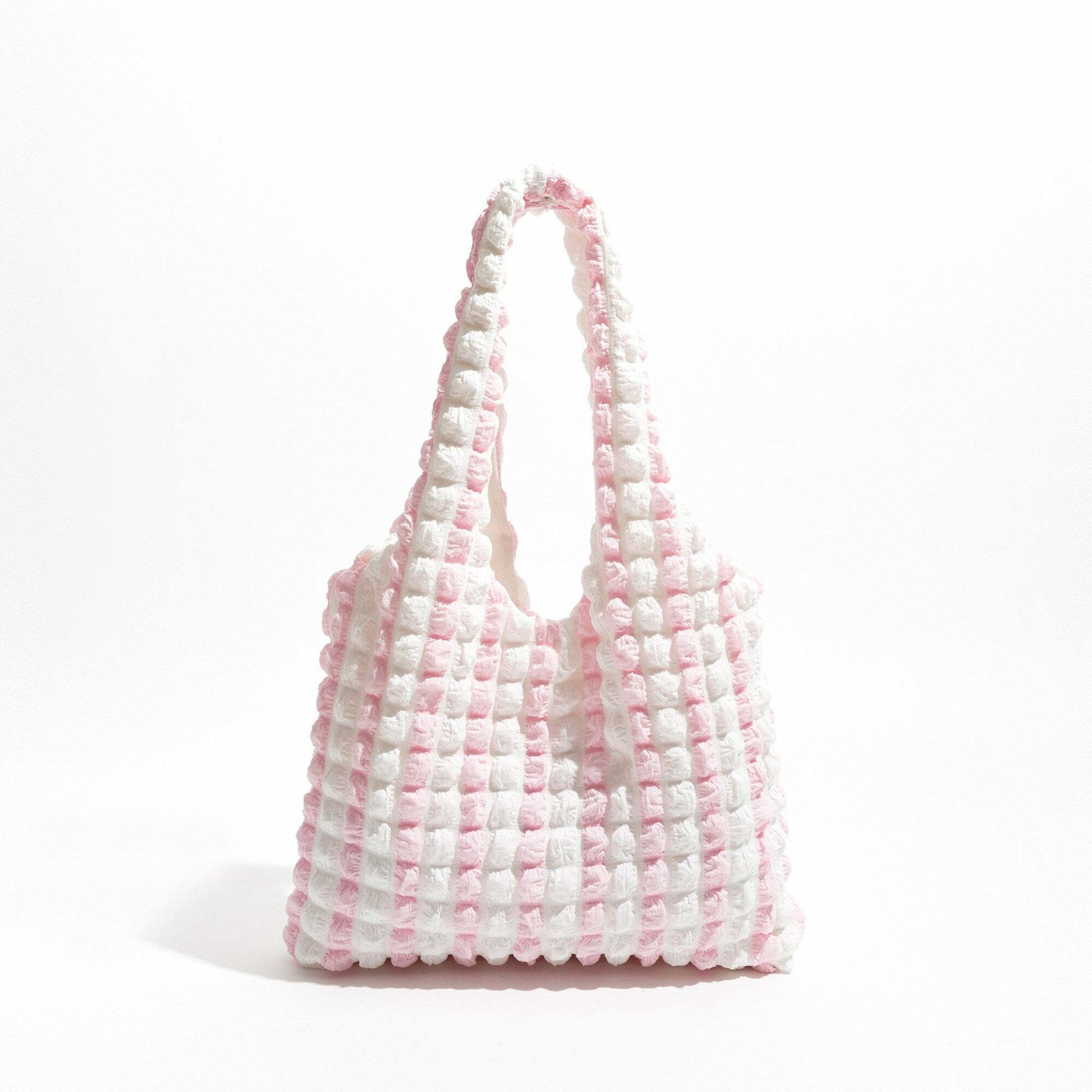 Soft Girl Quilted Striped Handbag - Y2K Aesthetic Accessory