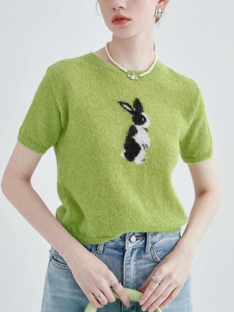 Soft Girl Rabbit Knitted Top - Y2K Aesthetic Cute Top for Cozy Vibes