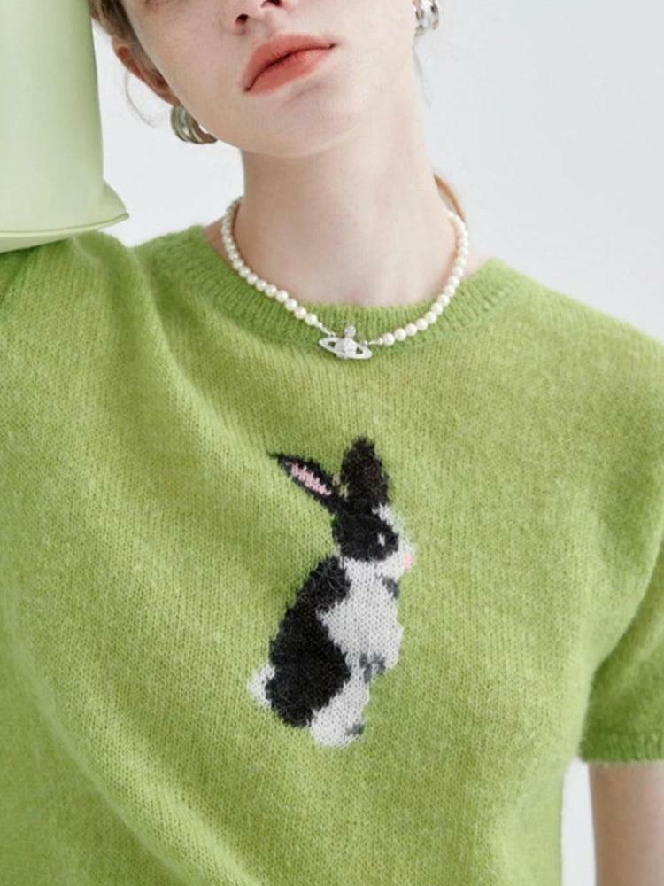 Soft Girl Rabbit Knitted Top - Y2K Aesthetic Cute Top for Cozy Vibes