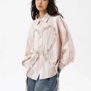 Soft Girl Ruffled Heart Top - Y2K Fashion, Coquette Aesthetic, Cute Style