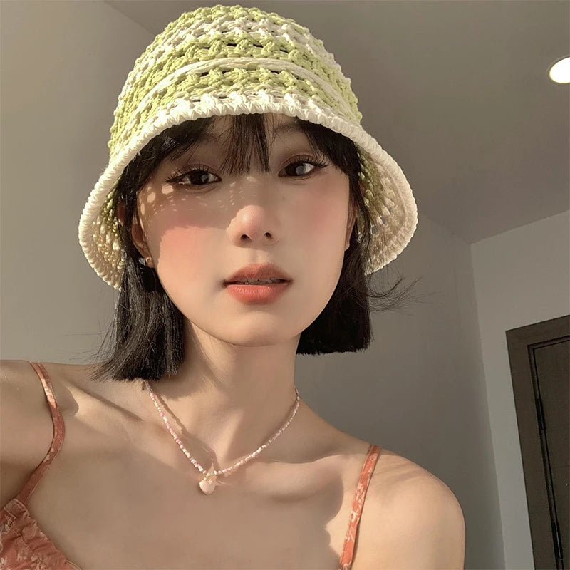 Soft Girl Y2K Summer Bucket Hat - Cute Pastel Aesthetic Accessory