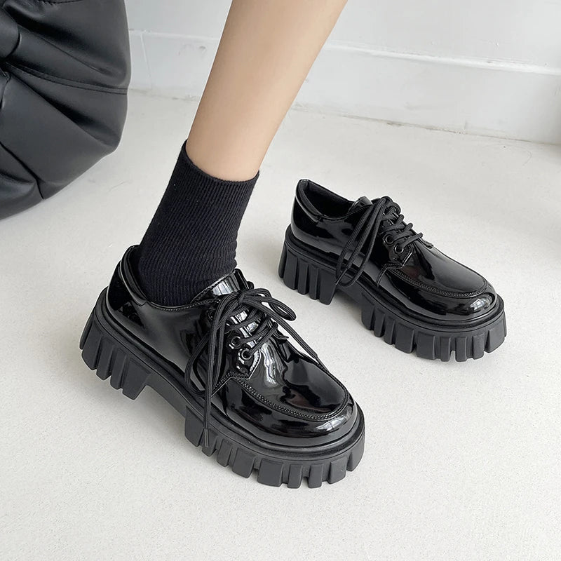 Soft Grunge Chunky Platform Oxford Shoes for Y2K Aesthetic Outfits