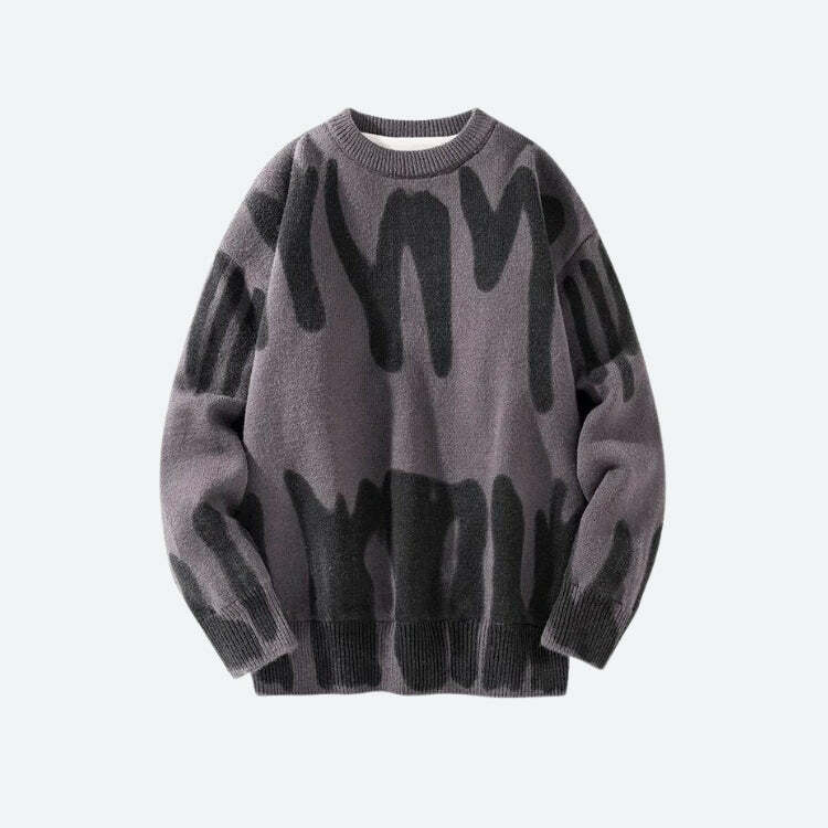 Spray Paint Soft Touch Knitted Sweater - Y2K Aesthetic Cozy Top