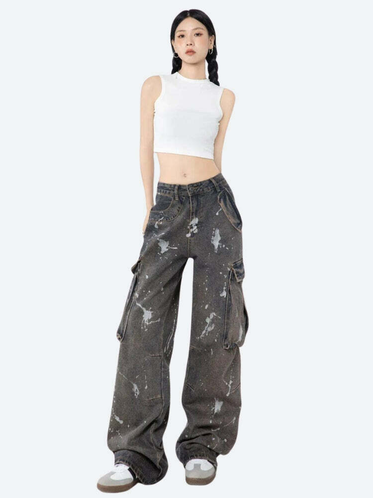 Stained Cargo Skirt: Y2K Fashion Meets Grunge Aesthetic for Cute Outfits