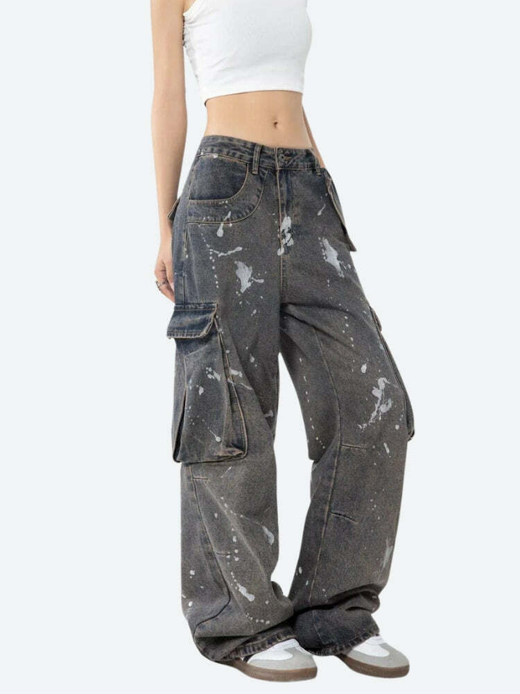 Stained Cargo Skirt: Y2K Fashion Meets Grunge Aesthetic for Cute Outfits