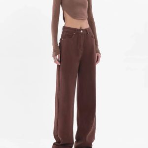 Star Pockets Wide Leg Jeans - Y2K Fashion Meets Grunge Aesthetic Style