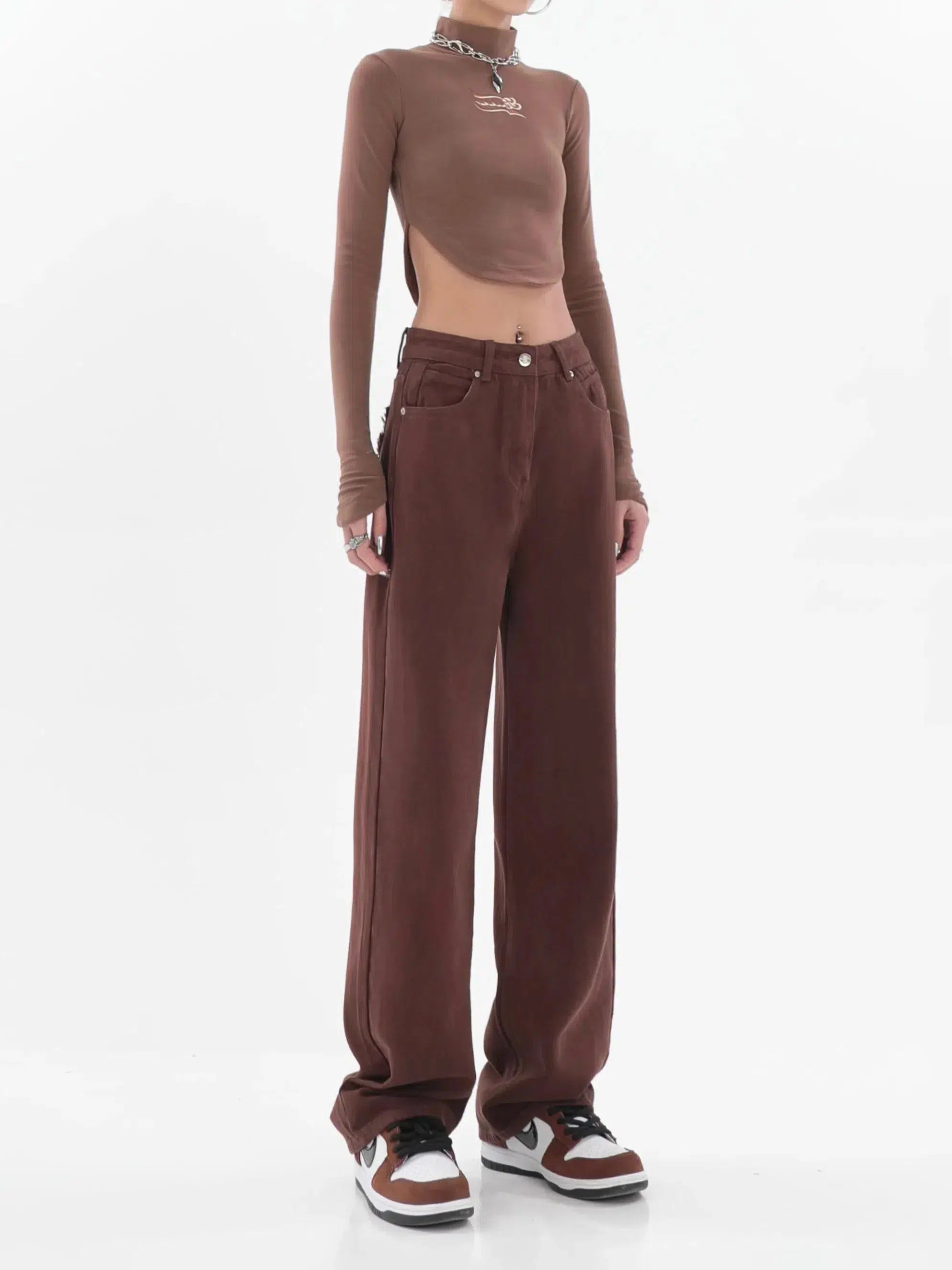 Star Pockets Wide Leg Jeans - Y2K Fashion Meets Grunge Aesthetic Style