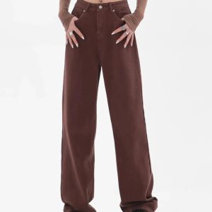 Star Pockets Wide Leg Jeans - Y2K Fashion Meets Grunge Aesthetic Style