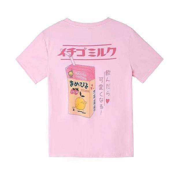 Strawberry Milk Box Tee - Y2K Aesthetic Cute Top for Coquette & Grunge Styles