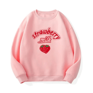 Strawberry Milk Jumper: Y2K Aesthetic Cute Top for Coquette & Grunge Styles