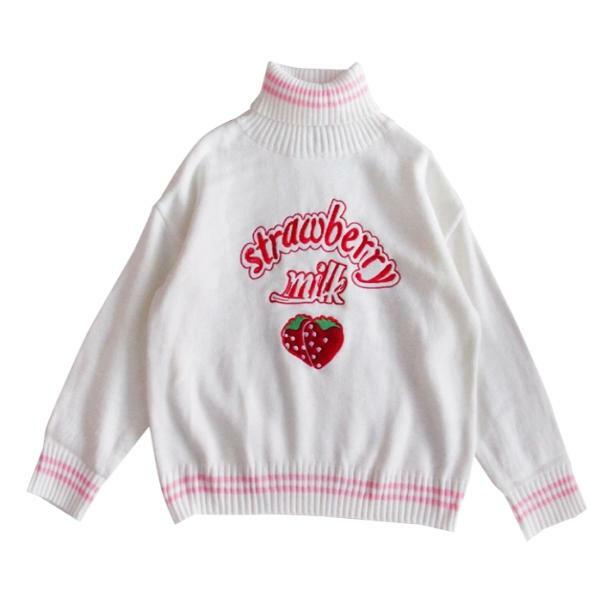 Strawberry Milk Sweater - Y2K Aesthetic Cute Top for Cozy Vibes