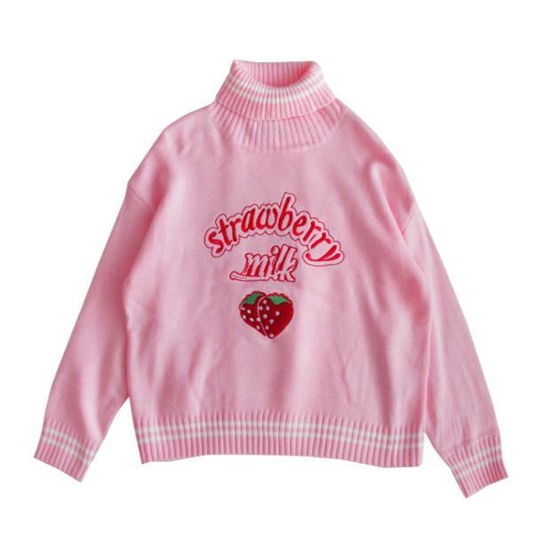 Strawberry Milk Sweater - Y2K Aesthetic Cute Top for Cozy Vibes