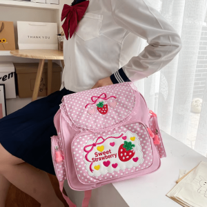 Strawberry Milk Y2K Backpack - Cute Pastel Goth & Coquette Aesthetic