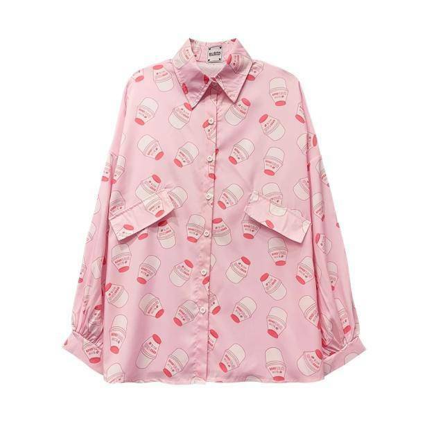 Strawberry Milk Y2K Shirt - Cute Pastel Goth Top for Aesthetic Outfits