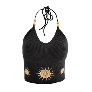 Sun Embroidery Crop Top - Y2K Fashion, Cute Tops, Coquette Aesthetic