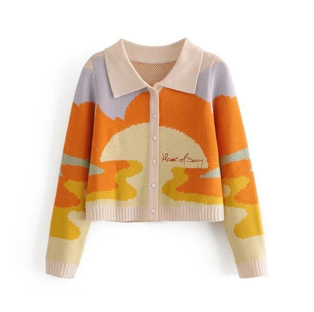 Sunset Sweater: Y2K Aesthetic Cozy Knit for Grunge & Coquette Styles