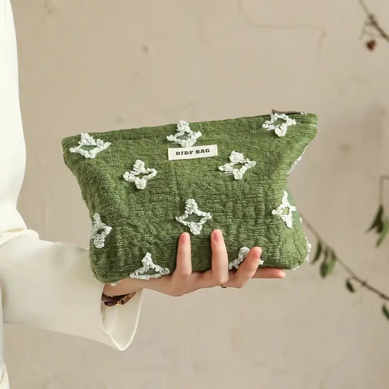 Tasseled Star Embroidered Makeup Bag - Y2K Aesthetic Accessory