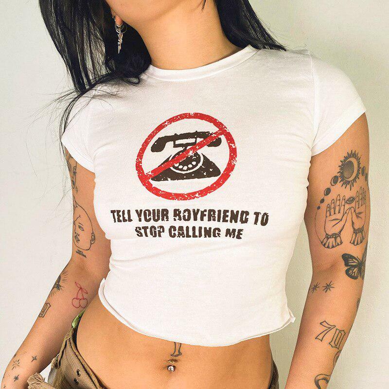 Tell Your Boyfriend Y2K Crop Top - Cute Coquette & Grunge Aesthetic