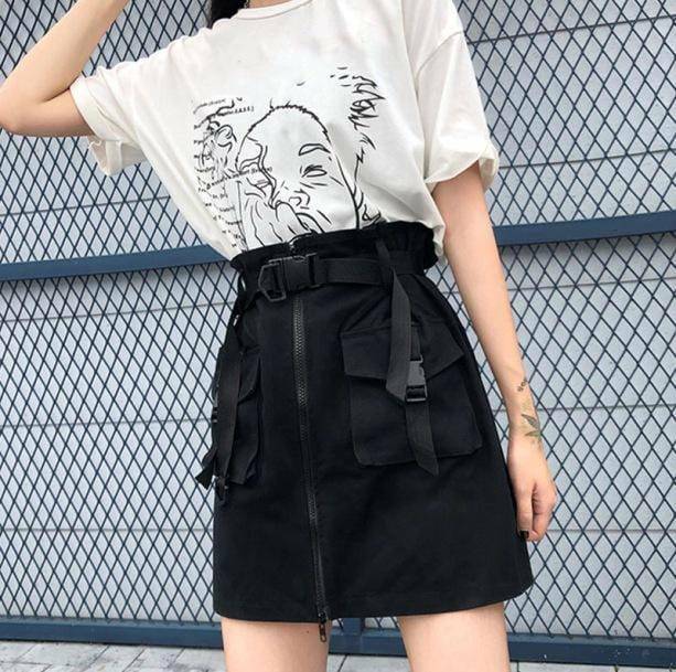 Trendy Black Cargo Skirt - Y2K Fashion, Grunge Aesthetic, Cute Tops