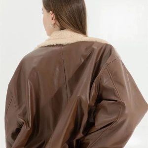 Trendy Double-Faced Faux Leather & Fur Jacket for Y2K Aesthetic Outfits