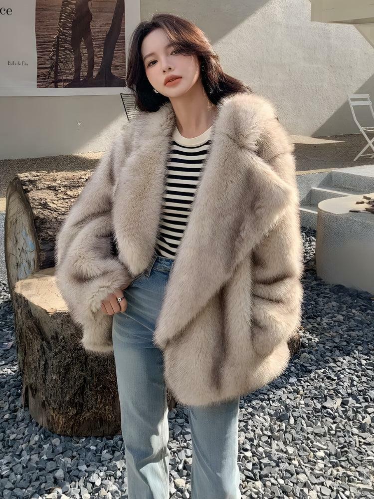 Trendy Fluffy Faux Fur Jacket for Y2K Fashion & Aesthetic Outfits