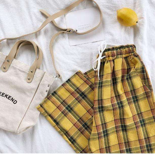 Trendy High Waist Yellow Pants for Y2K Fashion & Aesthetic Outfits