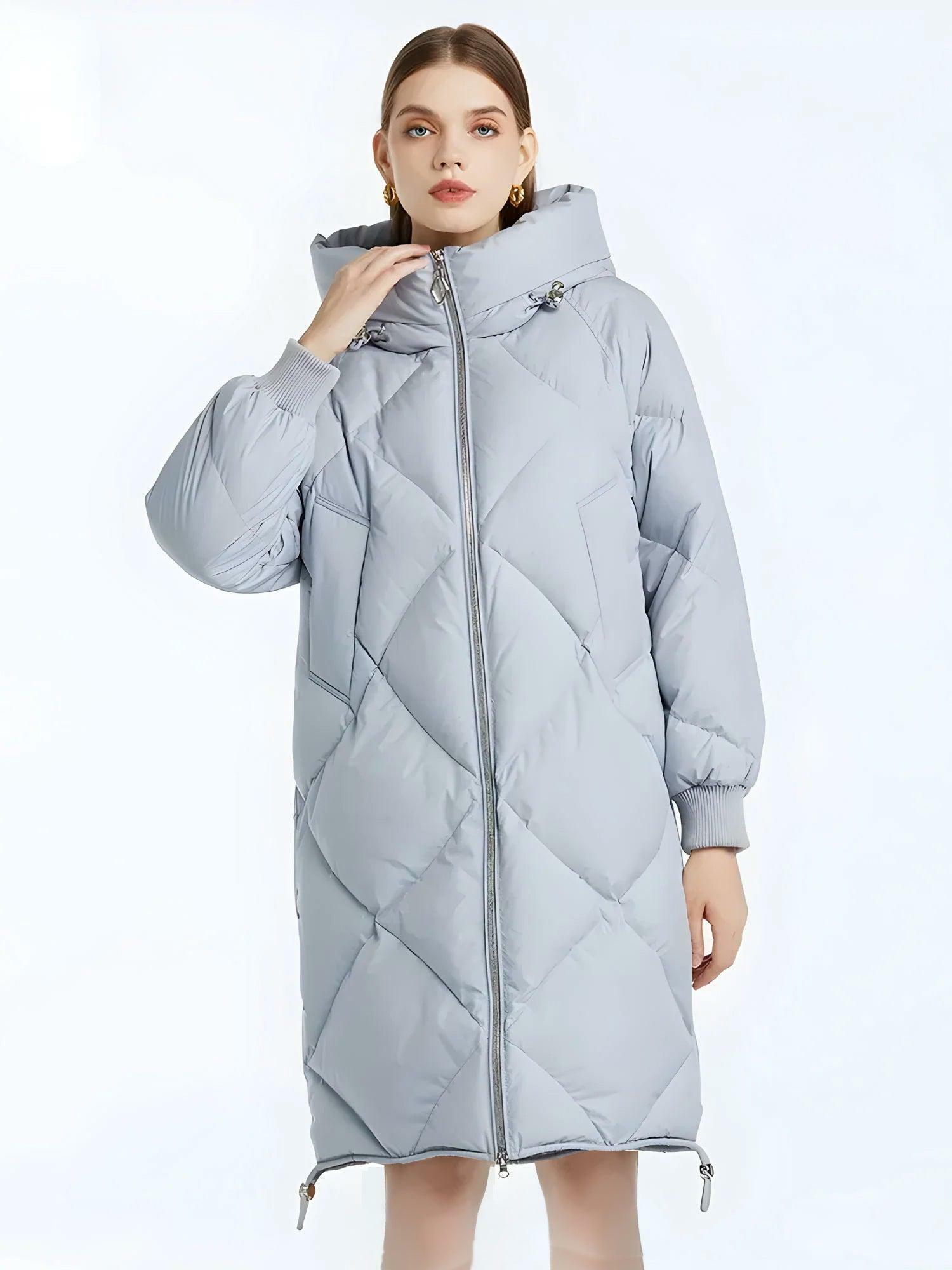 Trendy Hooded Zip-Up Long Puffer Coat for Y2K Fashion Lovers